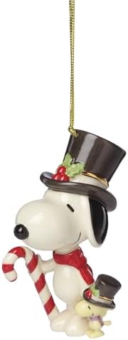 Lenox Snoopy & Woodstock Christmas Candy Cane Hanging Ornament