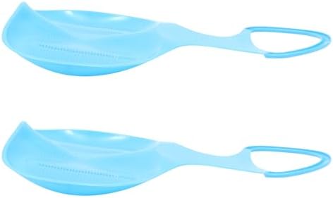 2Pcs Portable Plastic Snow Sleds for Boy Girl and Adults, Sand, Blue
