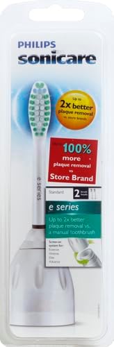 Philips Sonicare Genuine E-Series Replacement Toothbrush Heads, 2 Brush Heads, White, HX7022/66