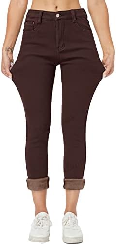 Yehopere Women's Winter Fleece Lined Jeans Slim Fit Warm Skinny High Waist Denim Jean