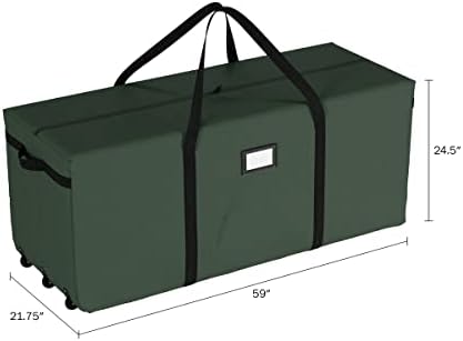 Elf Stor Christmas Tree Storage Bag with Wheels, Green, 59”x21.75”x24.5”