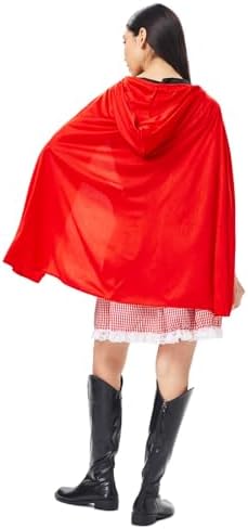 Adult Little Red Riding Hood Costume Set with Wolf Mask for Couples