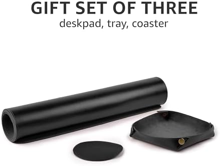 LEATHER VILLAGE Real Leather Desk Pad 3mm Thick Double Layer Desk Mat Black.