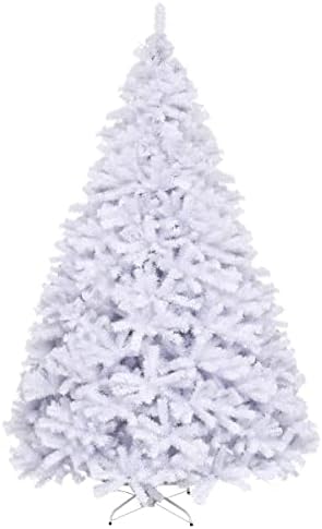 White Artificial Christmas Tree, 9FT Artificial Pine Tree w/Premium PVC Needles & Solid Metal Stand, Easy Assembly, for Indoor & Outdoor Use