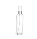 4 oz Clear PET Cosmo Round Bottles w/White Sprayers w/Brushed Aluminum Collars