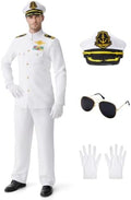 Spooktacular Creations Halloween Sailor Costume Men, White Navy Uniform Outfit with Accessories for Halloween Party