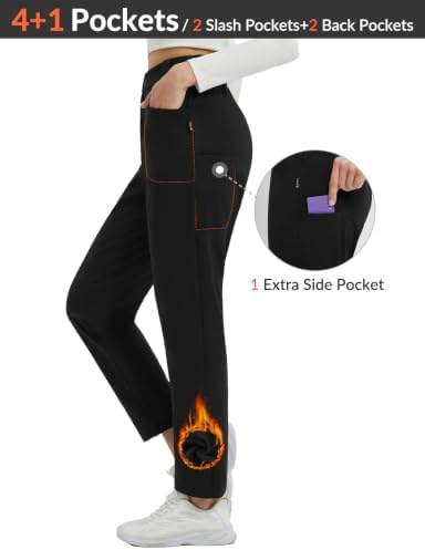 baleaf Womens Fleece Lined Pants with 5 Pockets Thermal Cold Gear