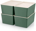 Menkxi 4 Pcs Storage Bins with Lids, Green, Small