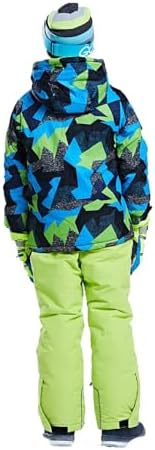 WOWULOVELY Big Boy's 2-Piece Colorblock Snow Pants and Jacket Snowsuit Ski Suit