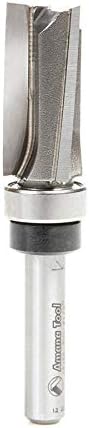 Amana Tool 45460-3US Carbide Tipped Flush Trim Plunge Template Up Shear Angle 1/2 D x 1 Inch CH x 1/4 SHK w/Upper Ball Bearing Router Bit