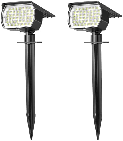 WENATY Solar Spot Lights Outdoor Waterproof Spotlight 2 Pack Cool White