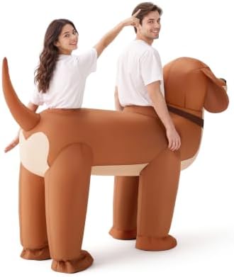 Spooktacular Creations Inflatable Dachshund Costume for Couple, Adults Dachshund Blow Up Costume Adults Inflatable Suit for Halloween Cosplay Themed Parties
