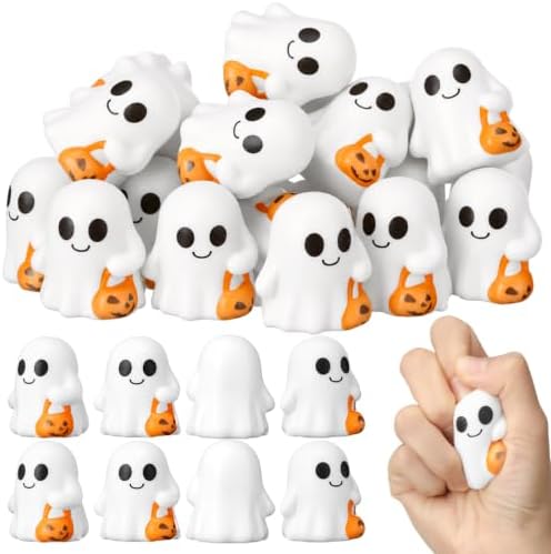 Wettarn 24 Pcs Halloween Ghost with Pumpkin Balls Bulks, Halloween Toy