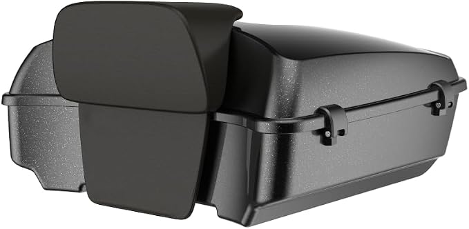 Advanblack Road Glide Tour Trunk Pack Raven Metallic Chopped Tour Trunk Pack Backrest Pad for '97-'25 Harley Touring Road King Street Glide Electra Glide CVO models
