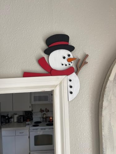 2024 Christmas Door Topper Holiday Home Decor Funny Snowman Santa Claus Top Door Frame Corner Sign Decorations, Windows Walls DIY Craft for Christmas Party Ornament (Snowman 2)