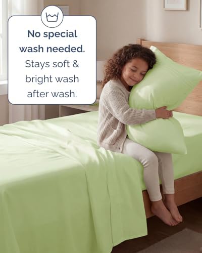 Twin Size 3 Piece Sheet Set - Comfy Breathable & Cooling - Light Sage Green