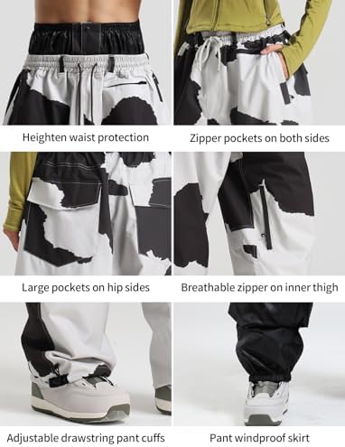 GSOU SNOW Mens Womens Snow Pants Baggy Snowboard Ski Pants 15K Waterproof