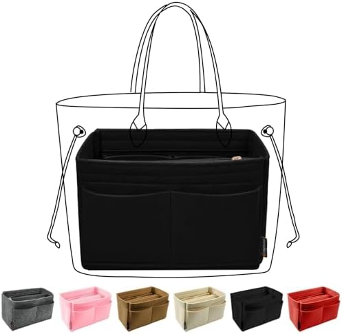 OMYSTYLE Purse Organizer Insert, Felt Tote Bag Organizer Insert with 5 Sizes, Handbag Dividers for Inside Purse, Compatible with Longchamp, Neverful, Speedy and More