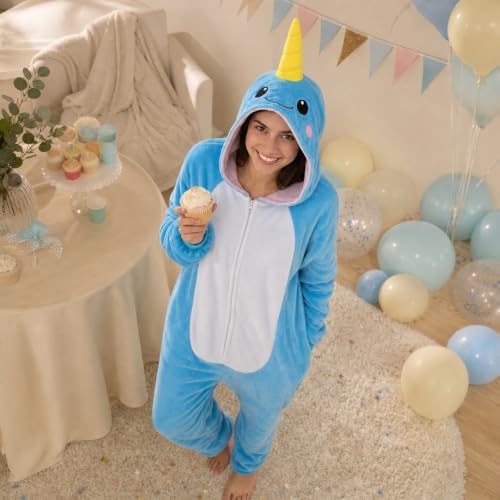 Snug Fit Unisex Adult Onesie Pajamas, Flannel Cosplay Animal One Piece Halloween Costume Sleepwear Homewear