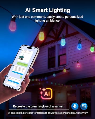 NEEWER NR01 96ft Outdoor String Lights, App Control Smart AI RGBW Lighting