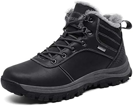 TSIODFO Men's Waterproof Snow Boots Leather Hiking Boot