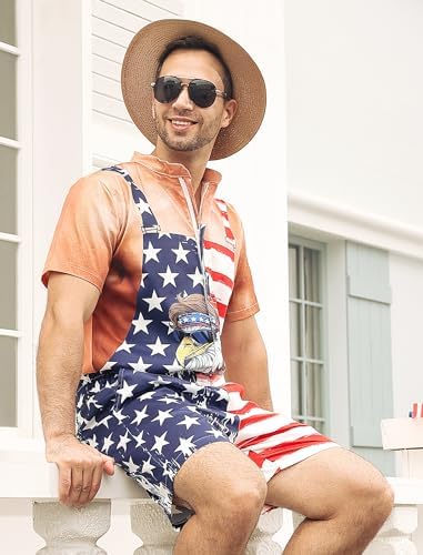 RAISEVERN Mens Romper Male Zipper Shorts Sleeve One Piece Bro Outfits