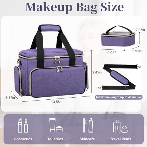 GDNasist Large Makeup Bag, Portable Travel Makeup Bag Organizer