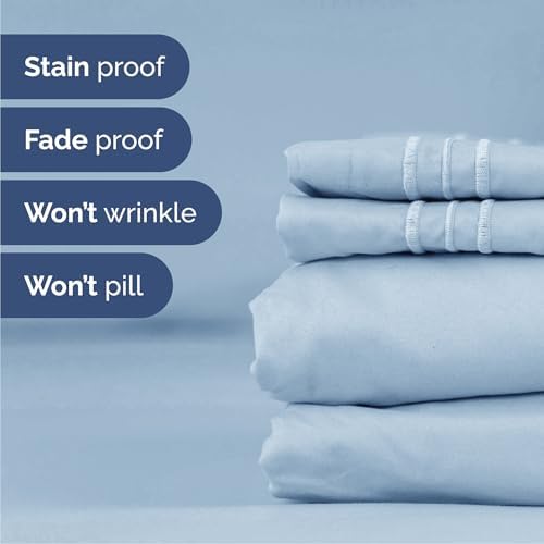 Cal King Size 4 Piece Sheet Set - Breathable & Cooling Sheets - Sky Blue