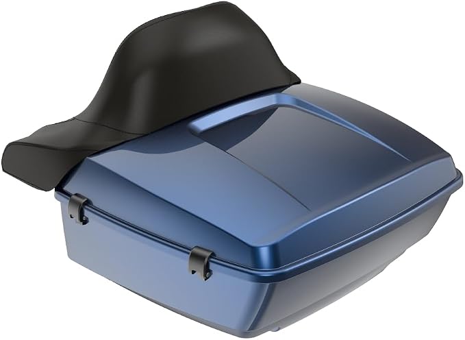 Advanblack Road Glide Tour Trunk Pack Big Blue Pearl King Tour Trunk Pack Luggage +Wrap-Around Backrest Pad for '97-'25 Harley Touring Road King Street Glide Electra Glide CVO models