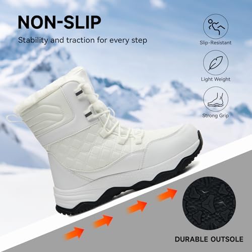 Snow Boots for Women Waterproof Mid-Calf Booties Winter Hiking Boot Durable Warm Winter Outdoor Footwear Fur Lined Boot Non-Slip Climbing Shoes