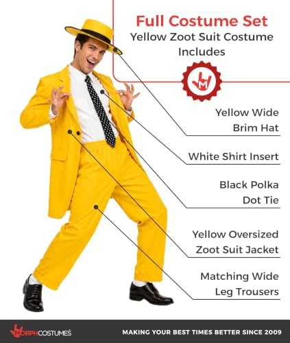 fun shack Yellow Suit Costume Men, Zoot Suit, Halloween Costumes for Men