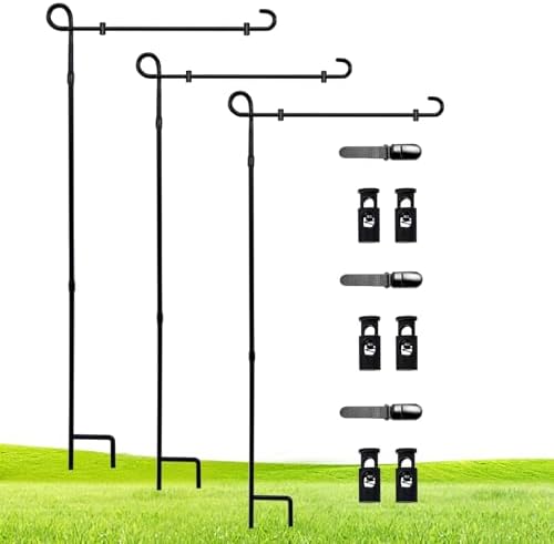 3 Pack Garden Flag Stand Holder Pole, Proof Metal Paint Yard Flag Stand