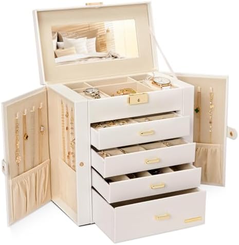 Homde Large Jewelry Box for Women: 5-Layer Organizer with Lock for Dresser