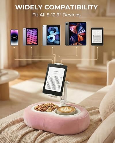 Miledi Tablet Pillow Stand for Bed with 360° Rotating Holder, Pink