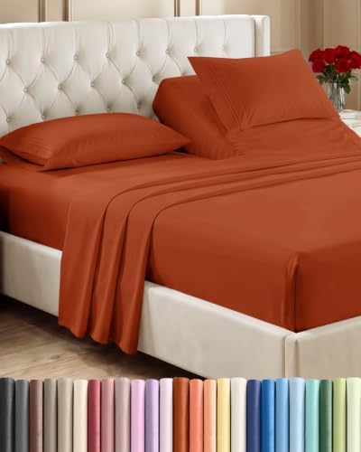 Flex Top Split Head King 4 Piece Sheet Set - Soft & Breathable - Terracotta