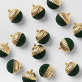 12PCS Green and Gold Velvet Christmas Balls Ornaments,One Style
