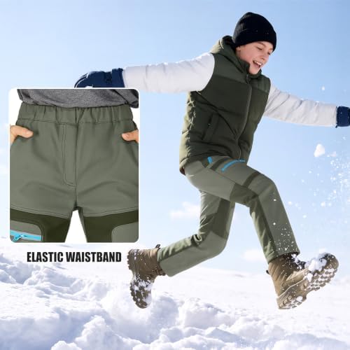 Boys Snow Pants Waterproof Fleece Lined Winter Ski Pants for Kids