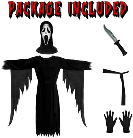 Scream Costume for Kids with Mask, Props Knife And Gloves