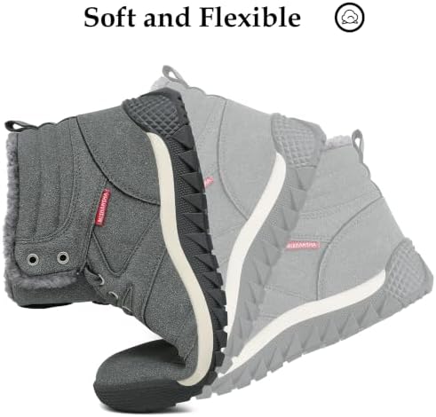 Mishansha Men's Winter Snow Boots Warm Lined Outdoor Hiking Boots