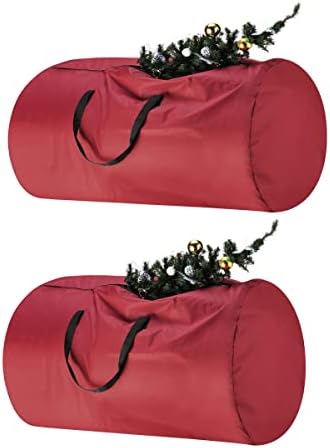 Christmas Tree Storage Bags- Set of 2- For 7.5-16 Ft Artificial Trees-Premium Canvas-Protect Holiday Decorations, Inflatables by Tiny Tim Totes (Red