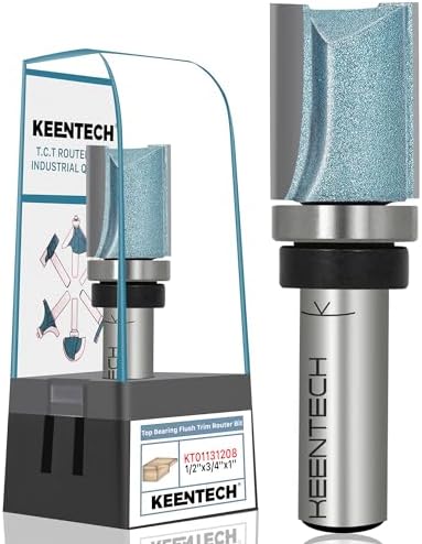 KEENTECH Flush Trim Router Bit, 1/2" Shank x 3/4" Dia x 1" Depth