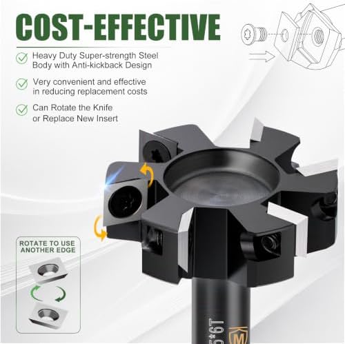 CNC Spoilboard Surfacing Router Bit 1/2'' Shank 2" Diameter 6 Wing