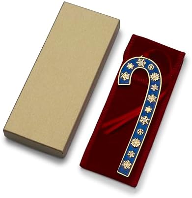Wallace 2024 Gold-Plated Enamel Candy Cane Ornament 44th Edition - Blue with Gold Snowflakes - Limited Edition Collectible Christmas Tree Ornament with Gift Box