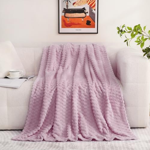 Puncuntex Light Purple Throw Blanket 60"×80" Fuzzy 3D Jacquard Decorative