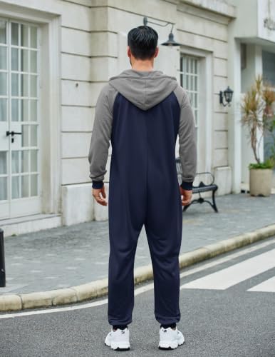 COOFANDY Mens Jumpsuit Onesie Hooded Full Zip One Piece Jogging Tracksuit