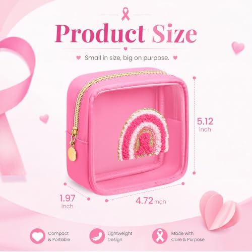 Abbylike 12 Pcs Breast Cancer Awareness Gifts for Women Makeup Bags Bulk