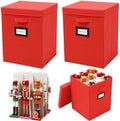 2 Pack 16 Inch Large Christmas Nutcracker Storage Box Hold 18 Nutcrackers Figurine Collectible Storage Box for Holiday Decor Carolers Santa Figure or Nut Cracker Ornaments(Normal,Red)