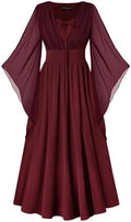 Scarlet Darkness Renaissance Costume Women Pirate Medieval Maxi Dress