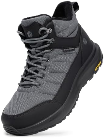 FitVille Men's Winter Boots Extra Wide, Water Resistant with Side Zipper, Non-Slip Warm Insulated Snow Outdoor Boots, Easy On/Off Comfortable