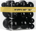 Black Christmas Ornaments - Christmas Tree Decorations Shatterproof Hanging Balls for Birthday Wedding Holiday Decor Set of 36pcs, Multi-Sizes(1.6",2.5",3.2")